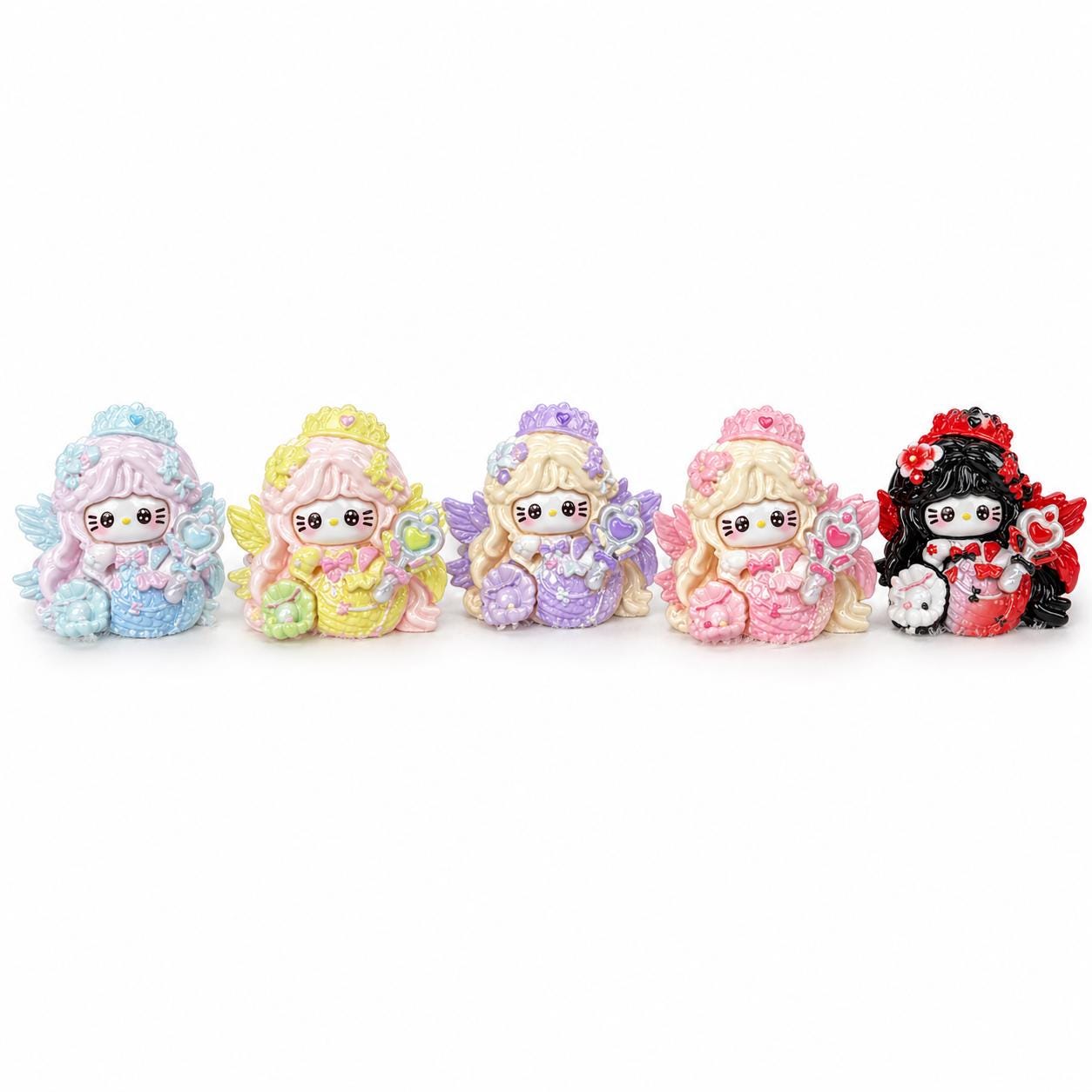 Resin Mermaid Cat Charms, Kawaii Flatbacks for Decoden Phone Cases, DIY Crafts
