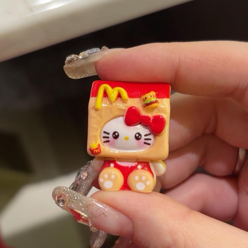 32 mm Pommes frites Harzanhänger, Kawaii Katzenanhänger für Decoden Handyhüllen, Schlüsselanhänger, DIY Stifte & Handyriemen