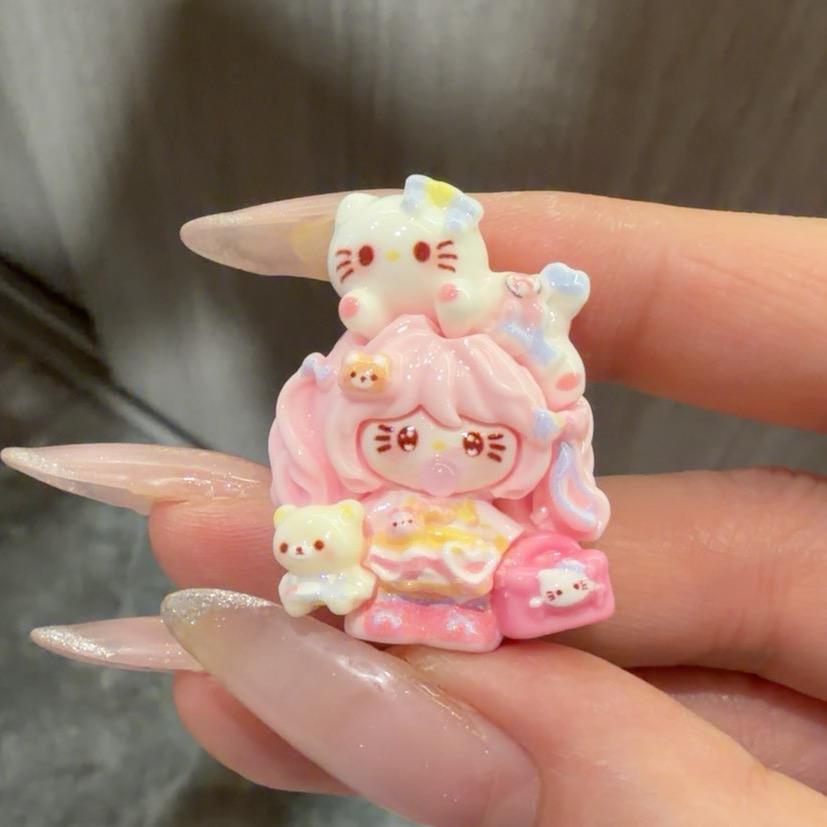 Pastell Kawaii Katze Cabochons aus Harz, Kawaii Flatbacks für Decoden Handyhüllen, DIY Basteln