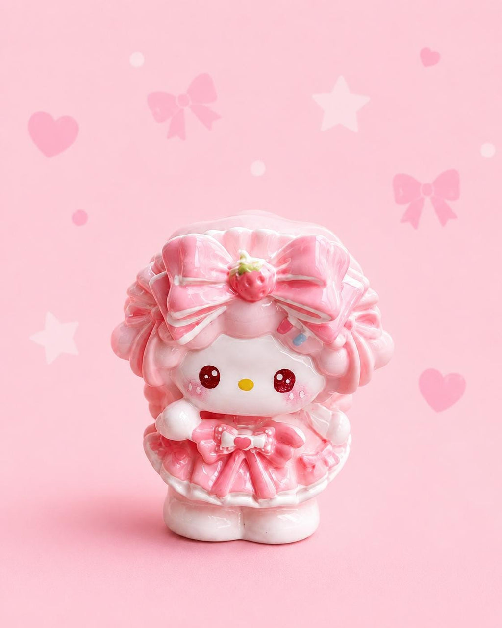 32-35mm Erdbeer-Katzen-Stil, Harzperlen, Kawaii Cartoon Charms für Decoden Handyhüllen, DIY Stifte & Handyriemen