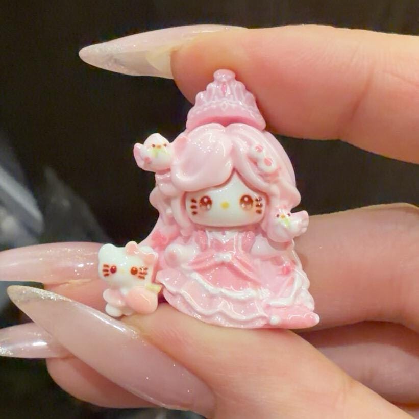 Pastell Prinzessin Katze Harz Cabochons, Kawaii Flatbacks für Decoden Handyhüllen, DIY Basteln