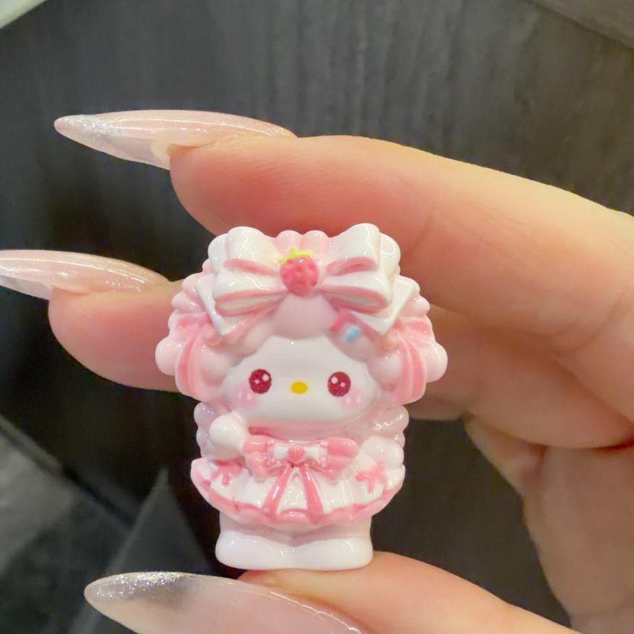 32-35mm Erdbeer-Katzen-Stil, Harzperlen, Kawaii Cartoon Charms für Decoden Handyhüllen, DIY Stifte & Handyriemen