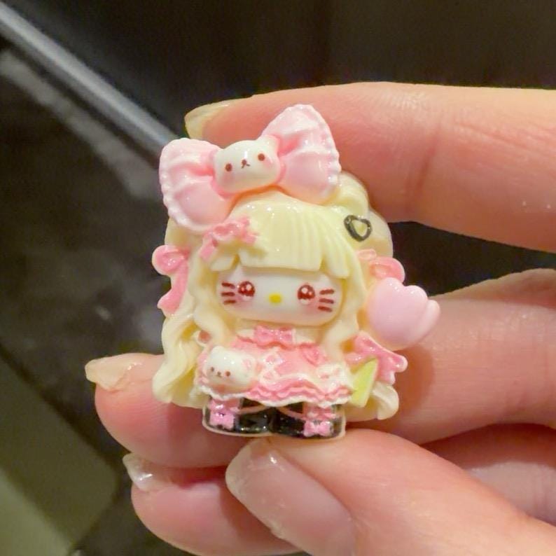 32mm Harz-Bonbon-Ballonkatzen-Anhänger, Kawaii Flatbacks für Decoden Handyhüllen, DIY-Bastelarbeiten