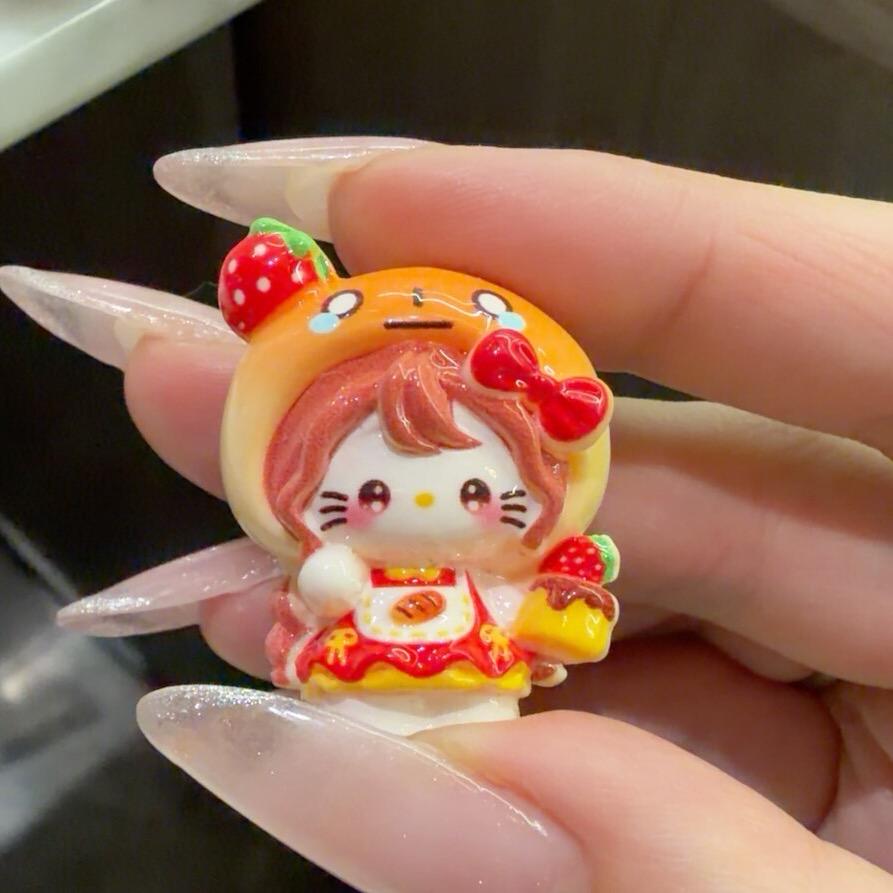 32-35mm Toast Katze Stil, Harzperlen, Kawaii Cartoon Charms für Decoden Handyhüllen, DIY Stifte & Handybänder