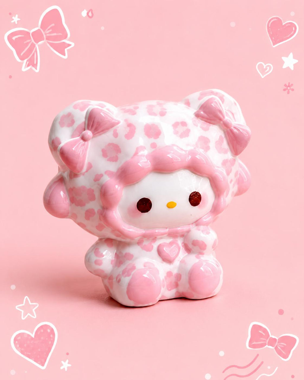 32-35mm rosa Leoparden-Katzen-Stil, Harzperlen, Kawaii Cartoon Charms für Decoden Handyhüllen, DIY Stifte & Handyriemen