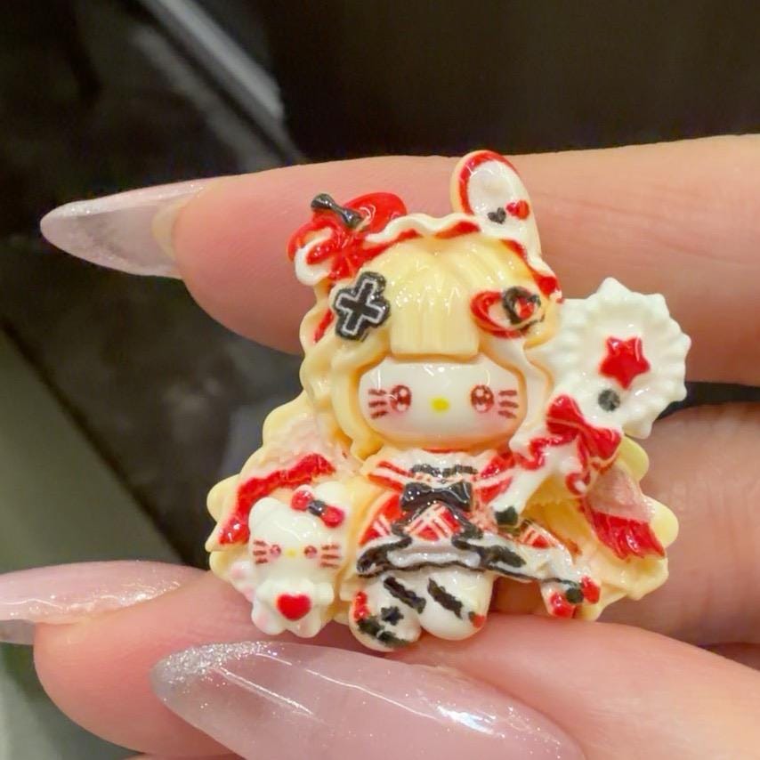 Hasen-Katzen-Anhänger aus Kunstharz, Kawaii Flatbacks für Decoden Handyhüllen, DIY Bastelarbeiten