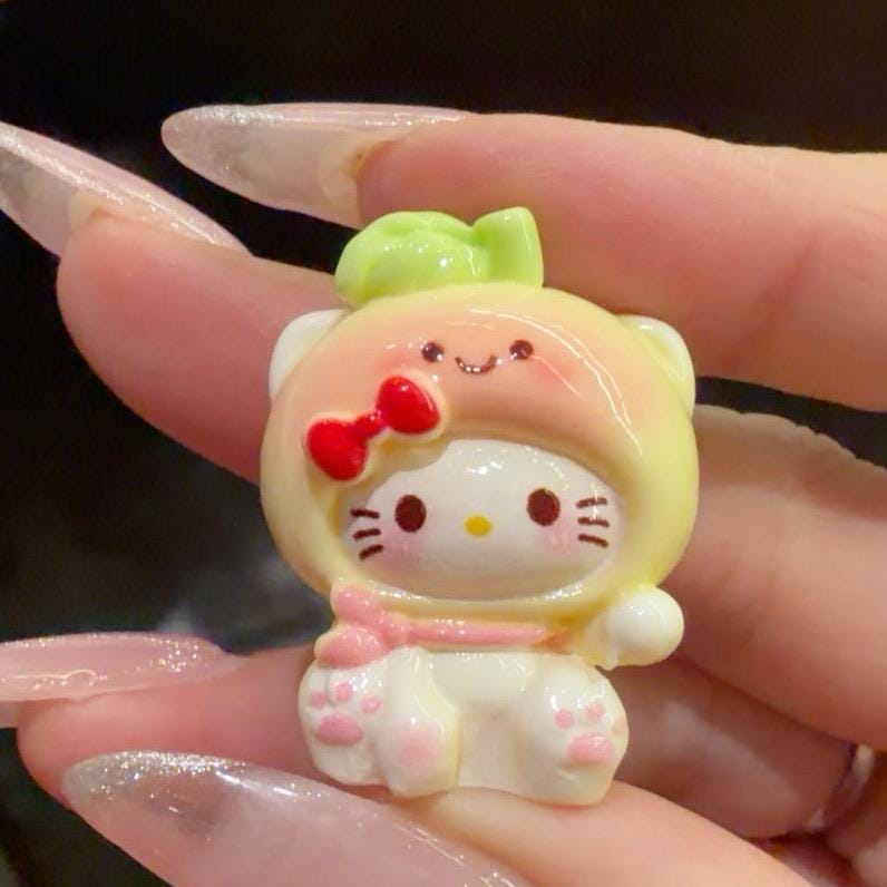 32-25mm Pastell Kawaii Pfirsichkatzen-Stil und Cabochons, Charakter-Harz-Anhänger für Decoden, Handyhüllen & Schlüsselanhänger-Basteleien