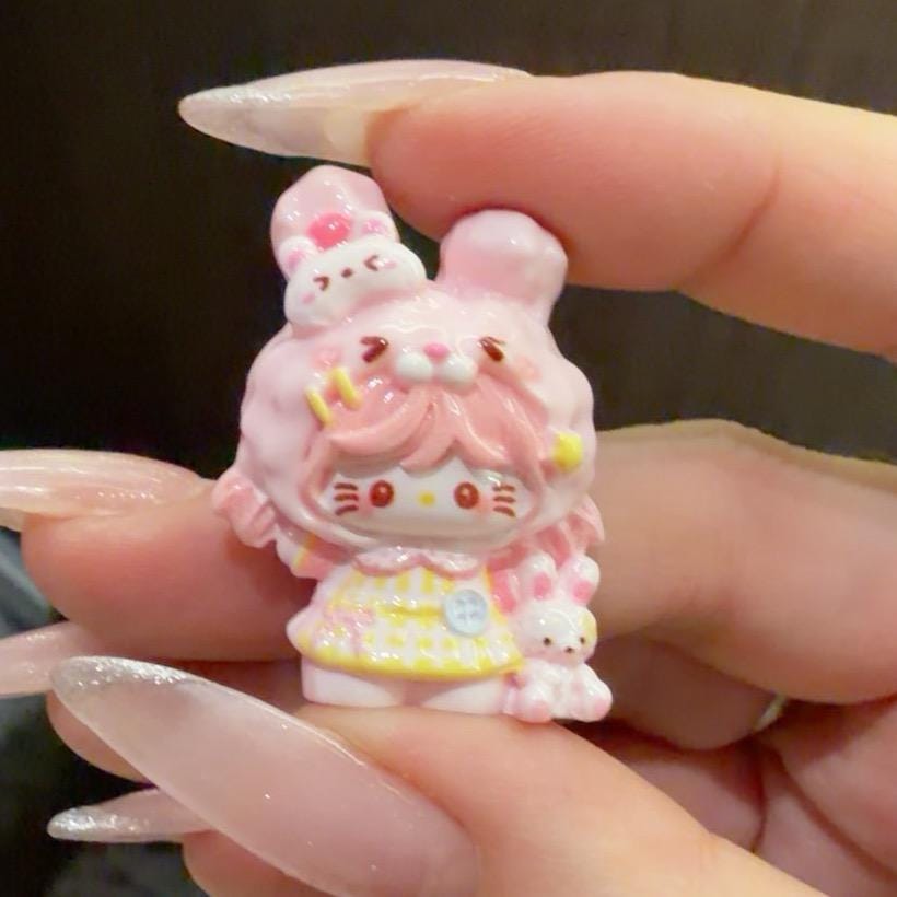 32-33mm Pastell Kawaii Hasen-Stil und Cabochons, Charakter-Harzanhänger für Decoden, Handyhüllen- und Schlüsselanhänger-Basteleien
