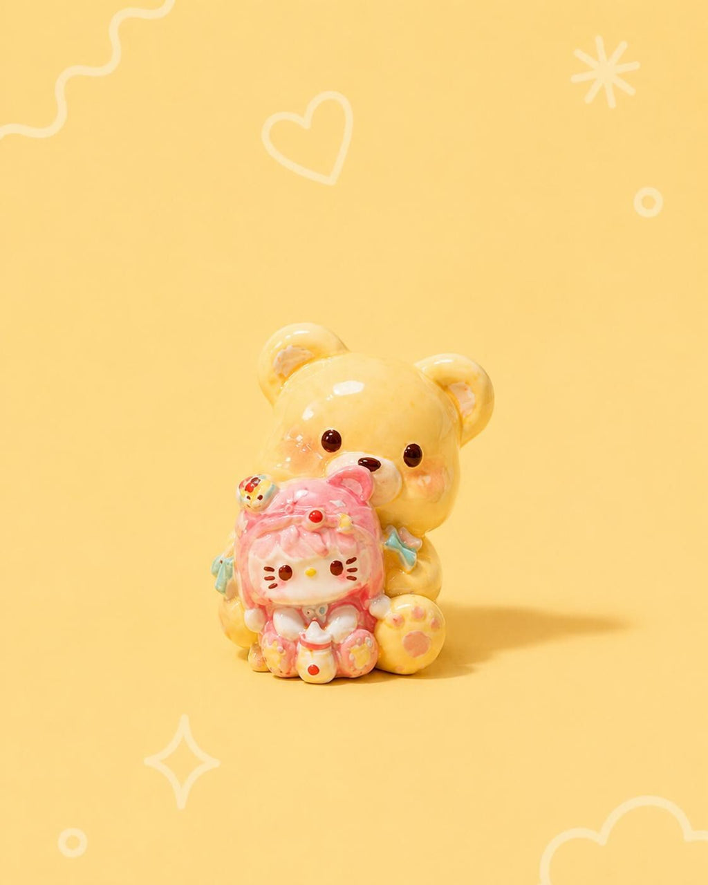 32–35 mm Bärenkatzen-Stil, Harzperlen, Kawaii-Cartoon-Anhänger für Decoden-Handyhüllen, DIY-Stifte & Handyriemen