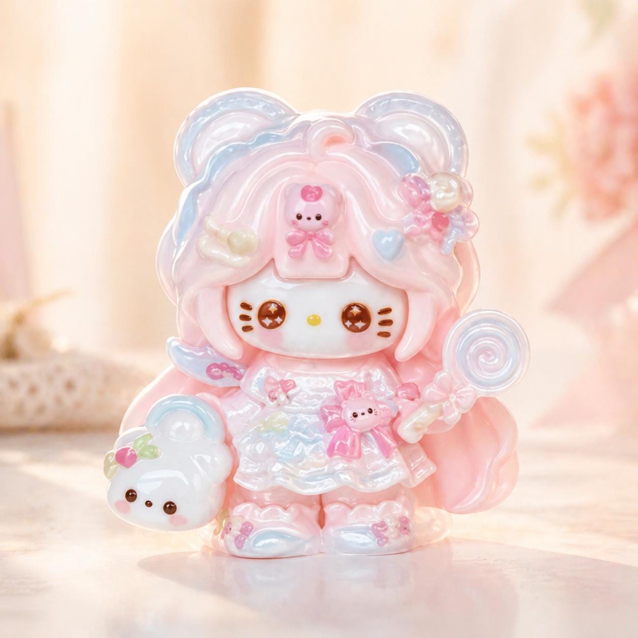 Harz Bonbon Bär Katze Anhänger, Kawaii Flatbacks für Decoden Handyhüllen, DIY Basteln