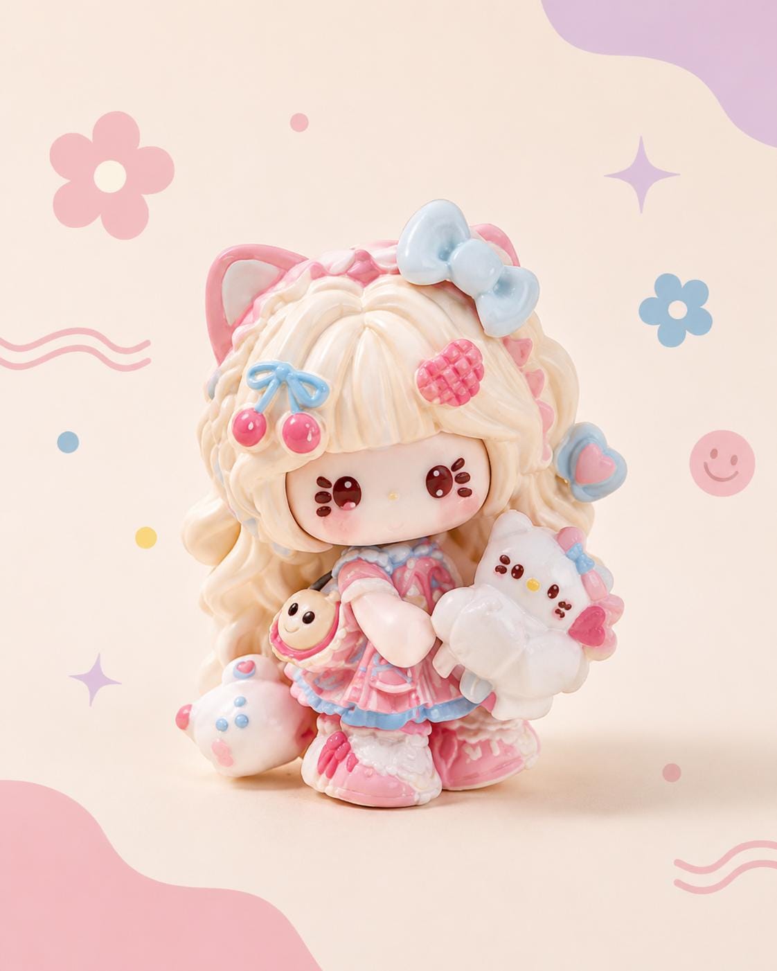Pastell Bär Geschenk Katze Resin Cabochons, Kawaii Flatbacks für Decoden Handyhüllen, DIY Basteln