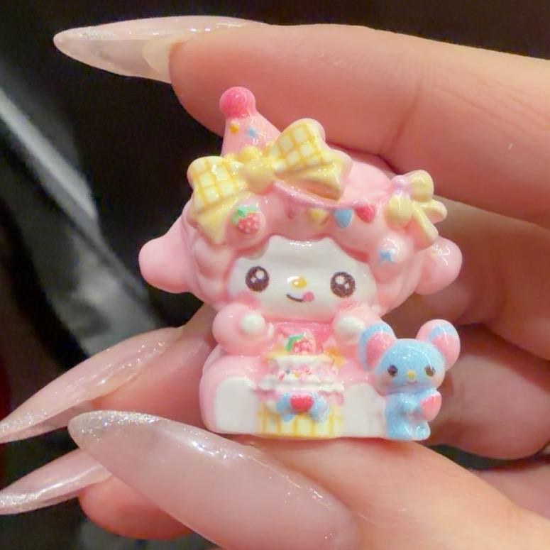 33-24mm Pastell Kawaii Geburtstag Lamm Party Stil und Cabochons, Charakter Harz Anhänger für Decoden, Handyhüllen & Schlüsselanhänger Bastelarbeiten