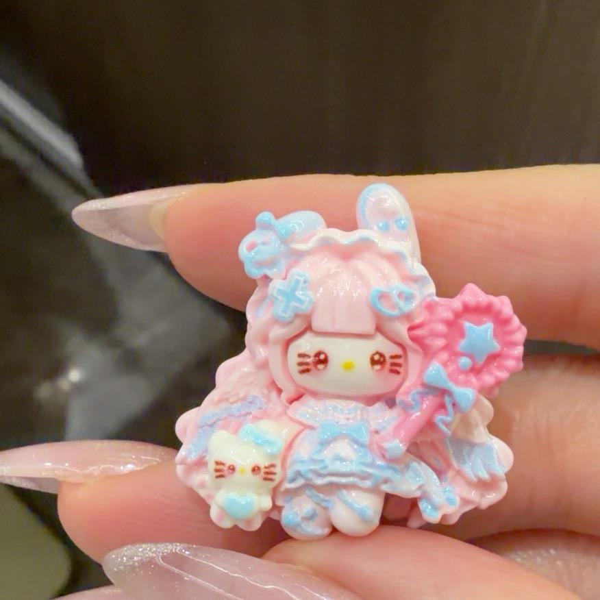 Hasen-Katzen-Anhänger aus Kunstharz, Kawaii Flatbacks für Decoden Handyhüllen, DIY Bastelarbeiten