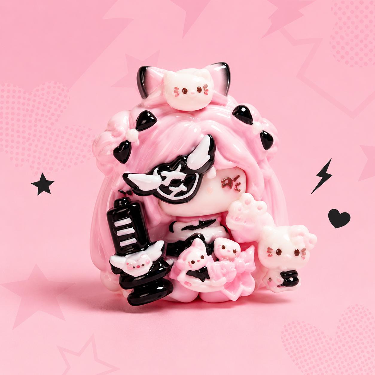 32mm Decoden-Anhänger für Handyhüllen, Kawaii Katzen Flatback Harz-Charms, DIY Stifte, Handyriemen & Bastelzubehör