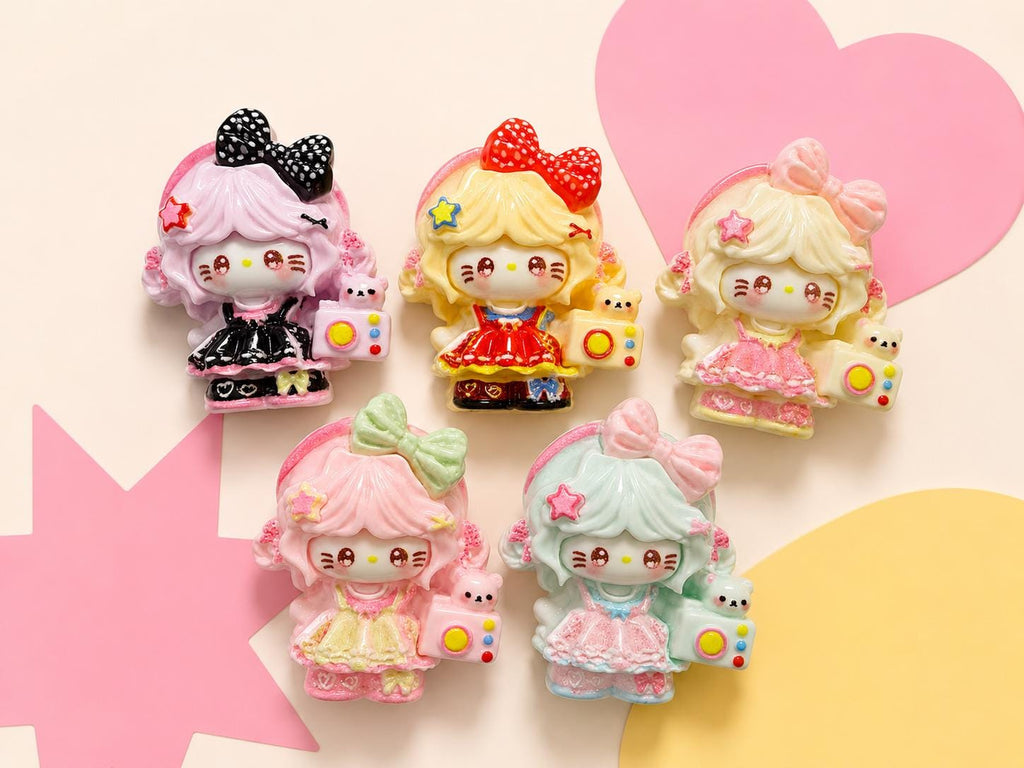 Kamera-Katzen-Anhänger aus Kunstharz, Kawaii Flatbacks für Decoden Handyhüllen, DIY-Bastelarbeiten