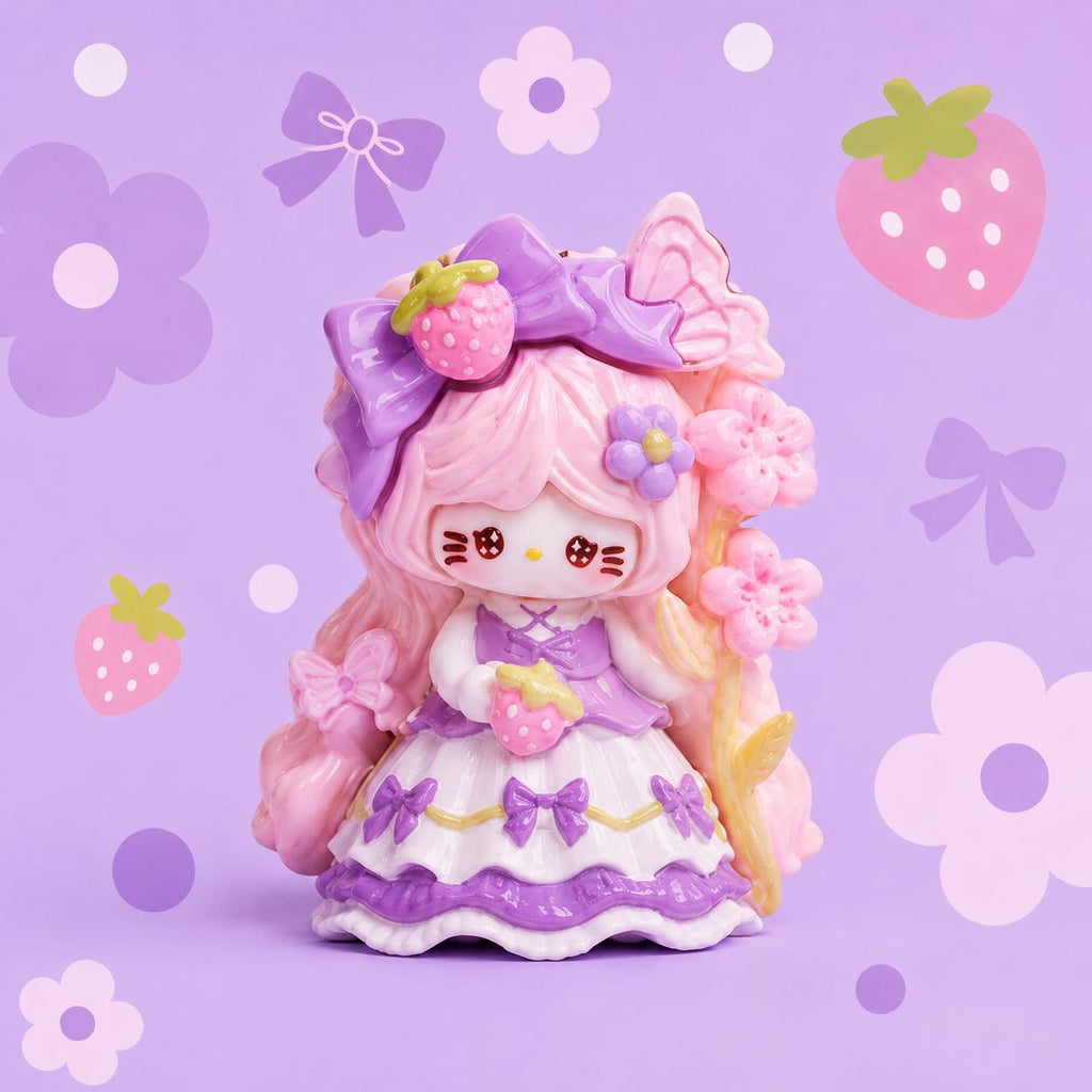 Harz Erdbeer Prinzessin Katzenanhänger, Kawaii Flatbacks für Decoden Handyhüllen, DIY Basteln