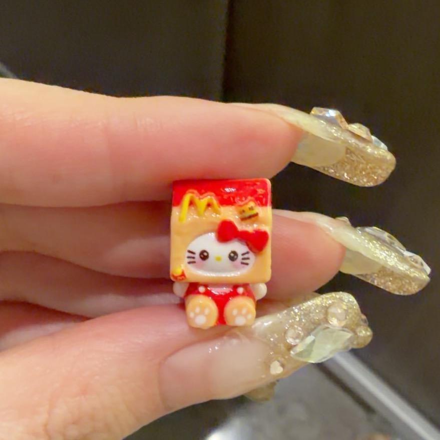 18mm-17mm Mini Pommes Frites Harz-Anhänger, Kawaii Katzen-Anhänger für Decoden Handyhüllen, Schlüsselanhänger, DIY Stifte & Handyriemen