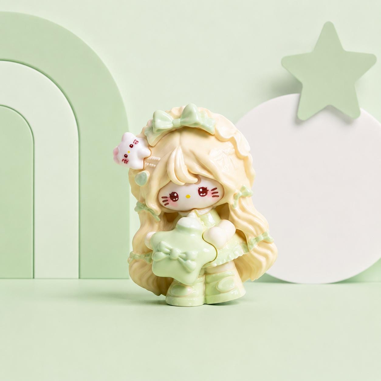 Kawaii Stern Geschenkkätzchen Flatback Harzanhänger, 32mm Decoden Anhänger für Handyhüllen, DIY Stifte, Handyriemen & Bastelzubehör