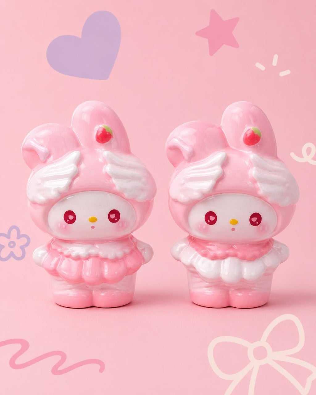 Erdbeer-Hasen-Engel-Harzperlen, Kawaii-Fokusperlen für Perlenstifte, Schlüsselanhänger und Handyriemen