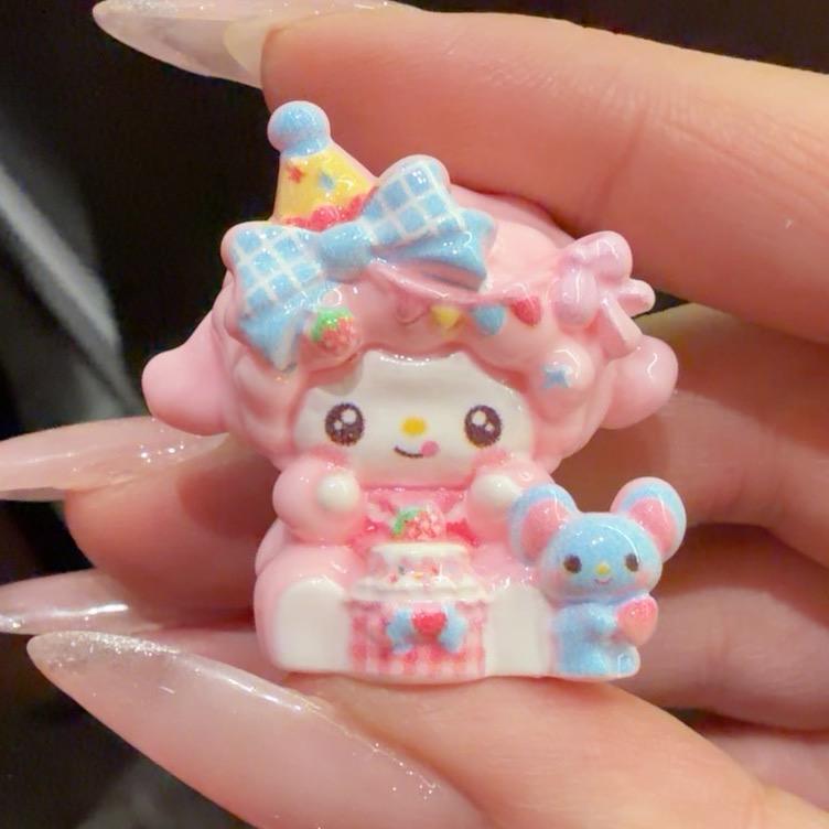 33-24mm Pastell Kawaii Geburtstag Lamm Party Stil und Cabochons, Charakter Harz Anhänger für Decoden, Handyhüllen & Schlüsselanhänger Bastelarbeiten