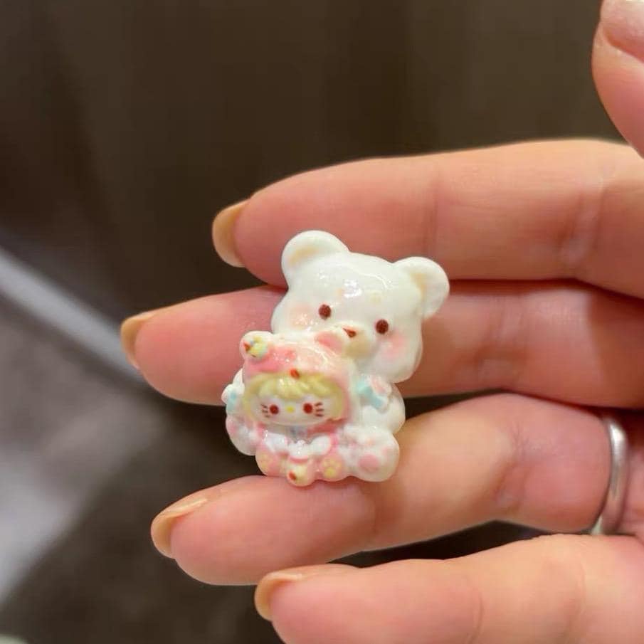 32–35 mm Bärenkatzen-Stil, Harzperlen, Kawaii-Cartoon-Anhänger für Decoden-Handyhüllen, DIY-Stifte & Handyriemen