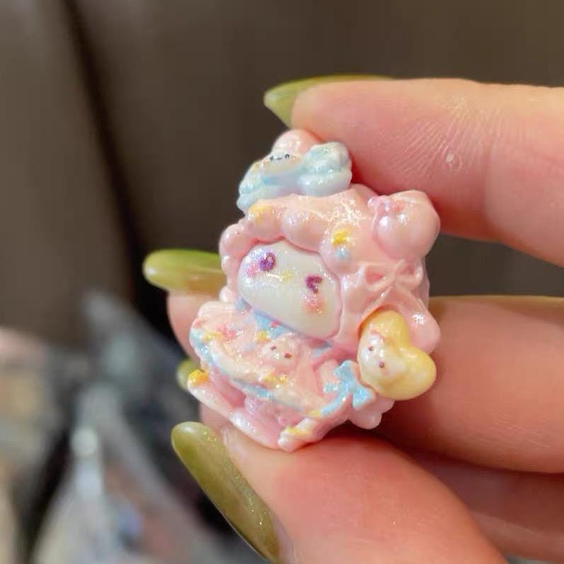 Katzenanhänger mit Harz-Herzballon, Kawaii Flatbacks für Decoden Handyhüllen, DIY Basteln