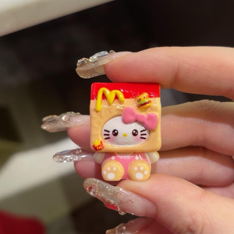 32 mm Pommes frites Harzanhänger, Kawaii Katzenanhänger für Decoden Handyhüllen, Schlüsselanhänger, DIY Stifte & Handyriemen