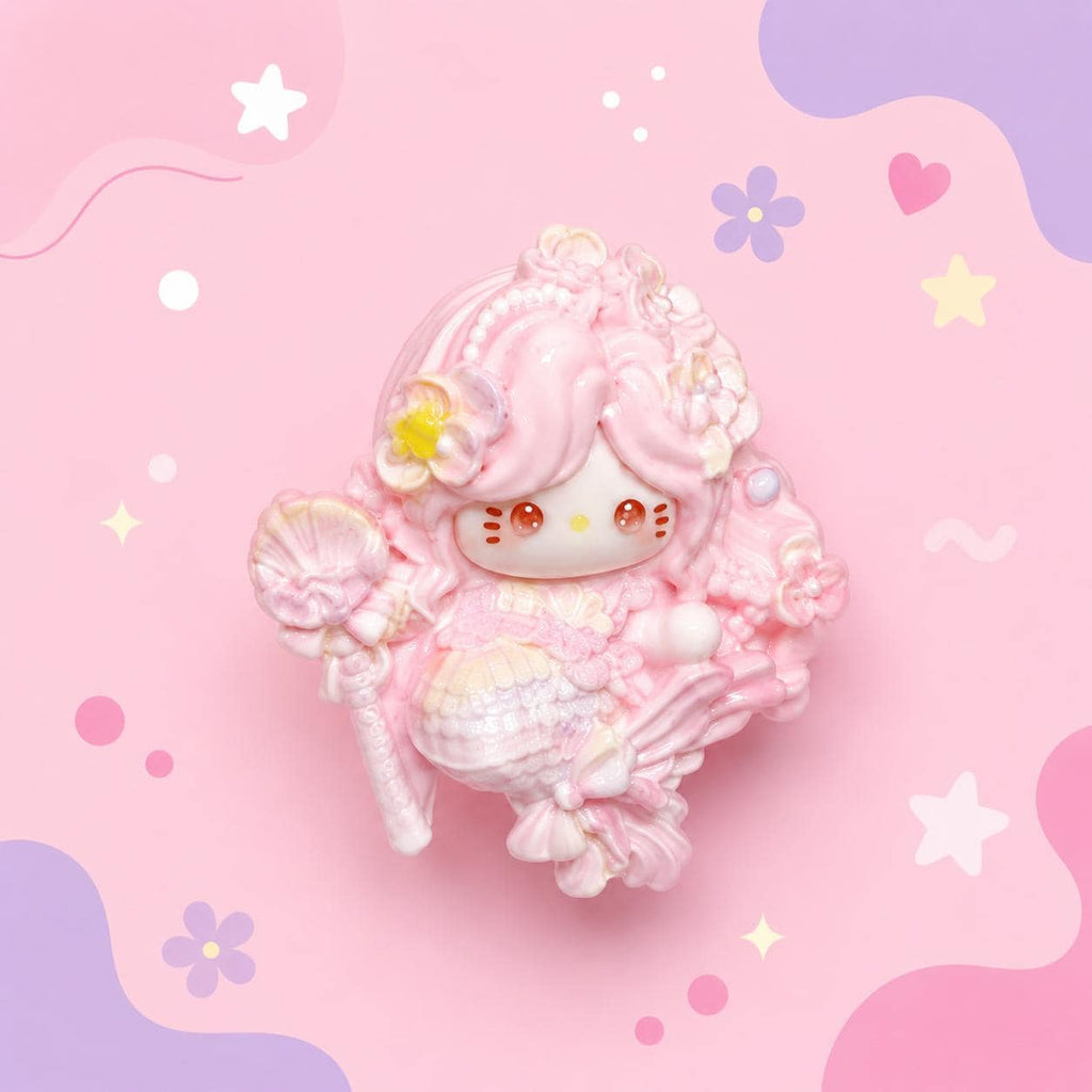 Kawaii Meerjungfrauenkatzen Flatback-Harzanhänger, 32mm Decoden Anhänger für Handyhüllen, DIY Stifte, Handyriemen & Bastelbedarf