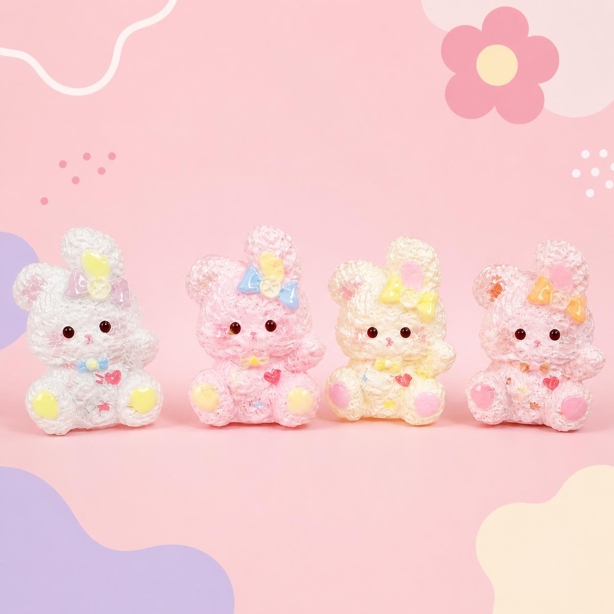 Sweet Bunny Resin Beads, Kawaii Focal Beads for Beaded Pens, Keychains & Phone Straps