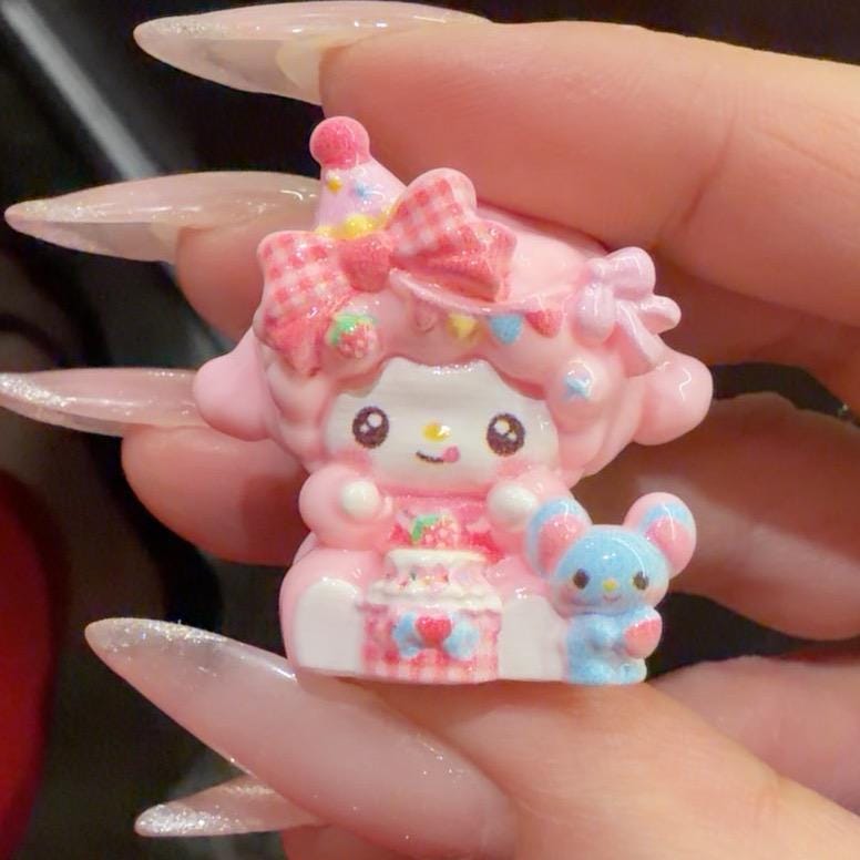 33-24mm Pastell Kawaii Geburtstag Lamm Party Stil und Cabochons, Charakter Harz Anhänger für Decoden, Handyhüllen & Schlüsselanhänger Bastelarbeiten