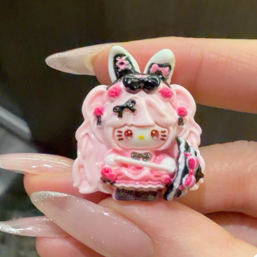 Harz-Regenschirm-Kaninchen-Katzen-Anhänger, Kawaii Flatbacks für Decoden-Handyhüllen, DIY-Bastelarbeiten