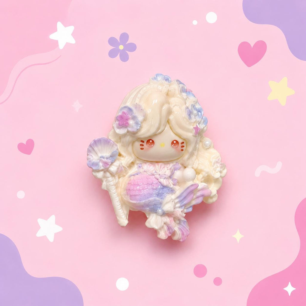 Kawaii Meerjungfrauenkatzen Flatback-Harzanhänger, 32mm Decoden Anhänger für Handyhüllen, DIY Stifte, Handyriemen & Bastelbedarf