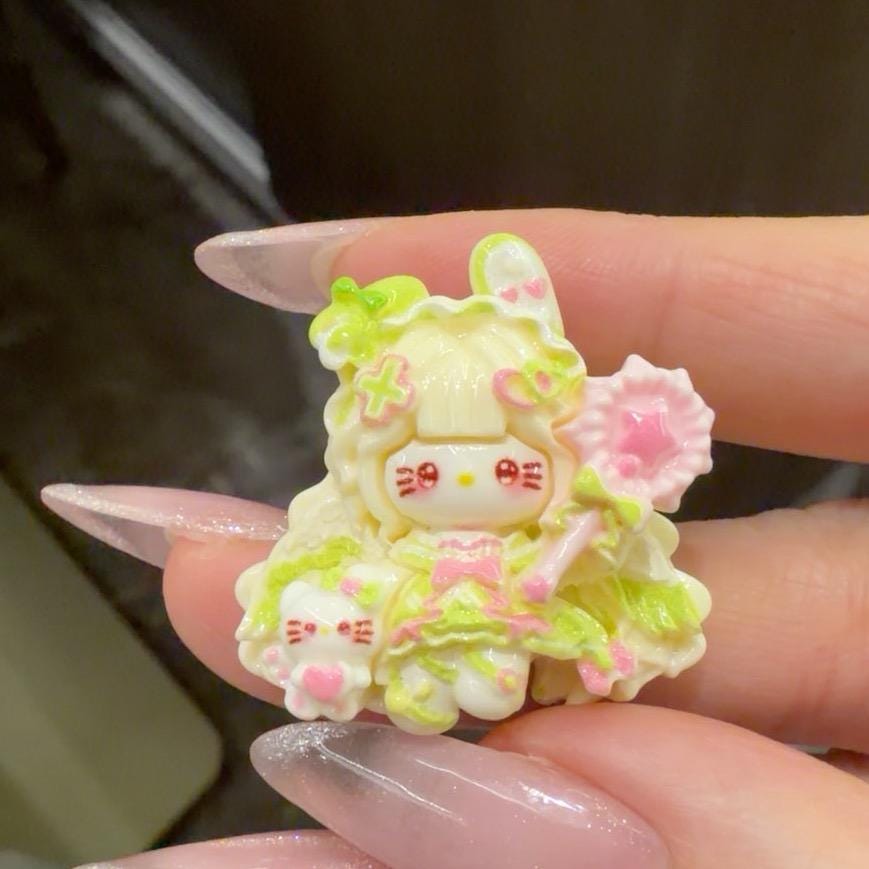 Hasen-Katzen-Anhänger aus Kunstharz, Kawaii Flatbacks für Decoden Handyhüllen, DIY Bastelarbeiten