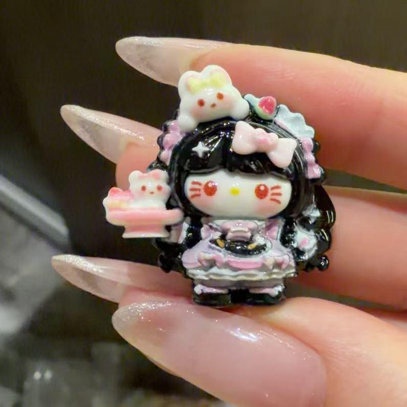 Baker Cat 32mm Flatback Harz-Charms, Kawaii Cartoon-Charms für Decoden Handyhüllen, DIY Stifte & Handyketten