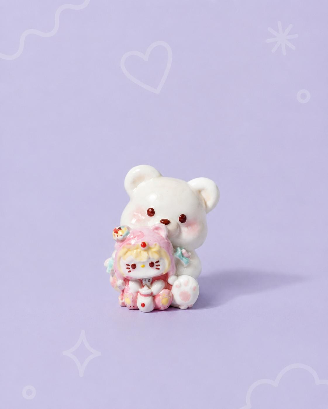 32–35 mm Bärenkatzen-Stil, Harzperlen, Kawaii-Cartoon-Anhänger für Decoden-Handyhüllen, DIY-Stifte & Handyriemen