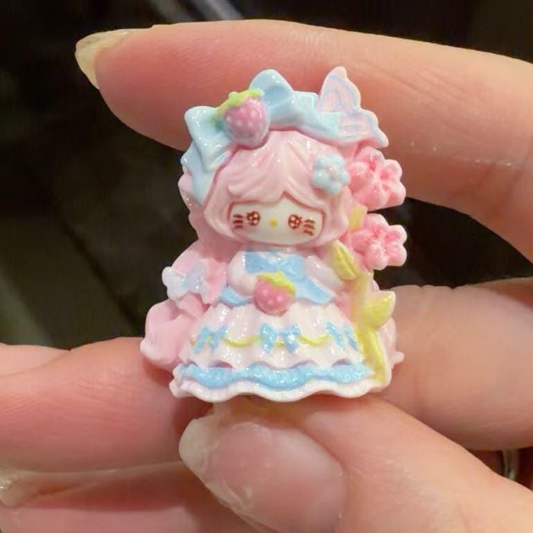 Harz Erdbeer Prinzessin Katzenanhänger, Kawaii Flatbacks für Decoden Handyhüllen, DIY Basteln