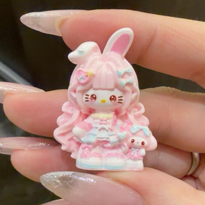 32-35mm Pinky Bunny Cat Stil, Harzperlen, Kawaii Cartoon Charms für Decoden Handyhüllen, DIY Stifte & Handyketten