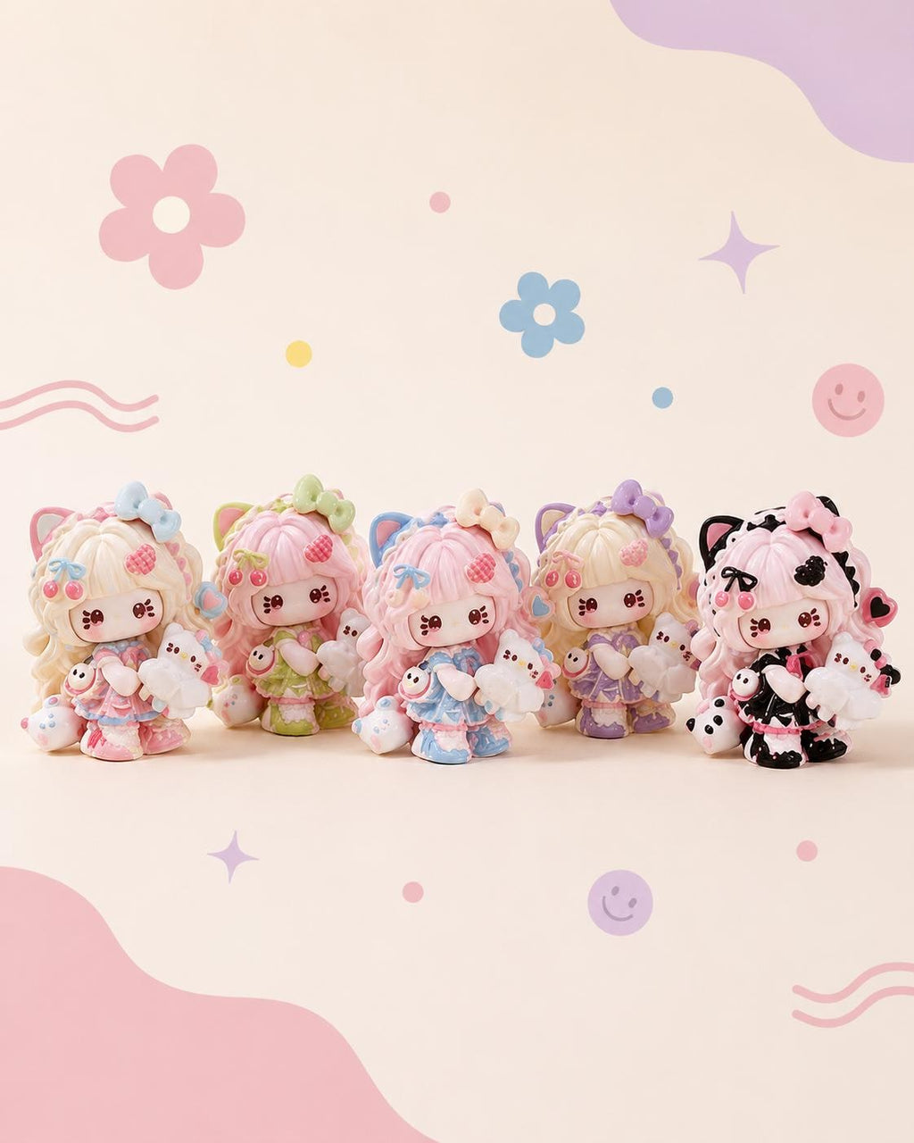 Pastell Bär Geschenk Katze Resin Cabochons, Kawaii Flatbacks für Decoden Handyhüllen, DIY Basteln