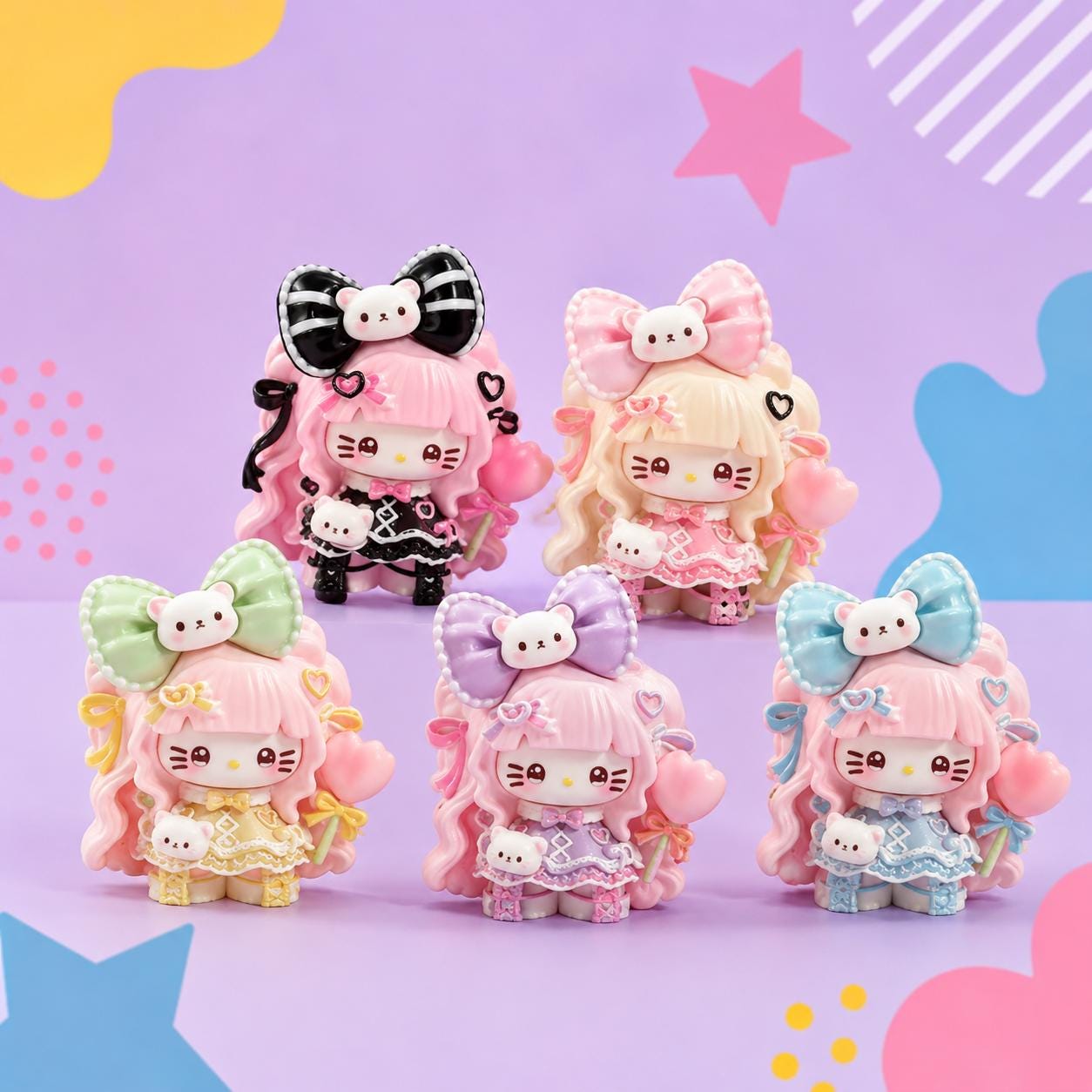 32mm Harz-Bonbon-Ballonkatzen-Anhänger, Kawaii Flatbacks für Decoden Handyhüllen, DIY-Bastelarbeiten