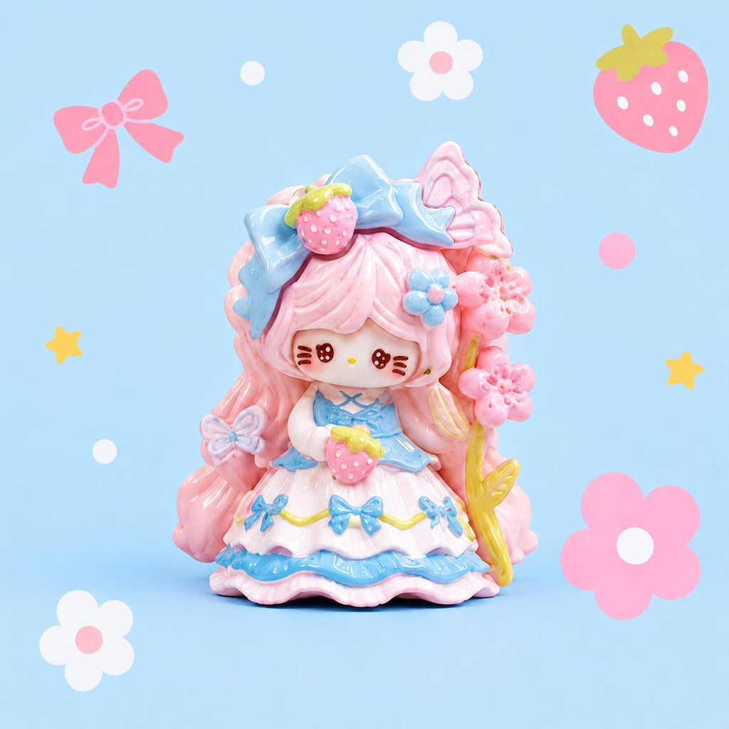 Harz Erdbeer Prinzessin Katzenanhänger, Kawaii Flatbacks für Decoden Handyhüllen, DIY Basteln