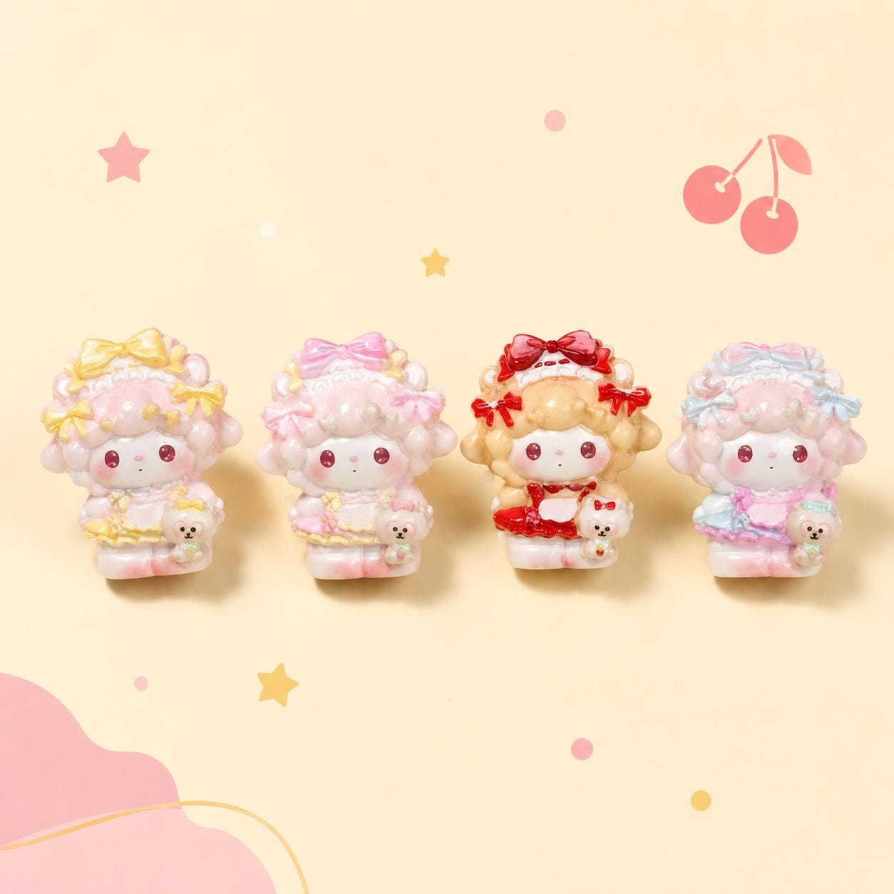 34-30mm Pastell Kawaii Lolita-Stil und Cabochons, Harz-Anhänger für Decoden, Handyhüllen & Schlüsselanhänger Bastelarbeiten