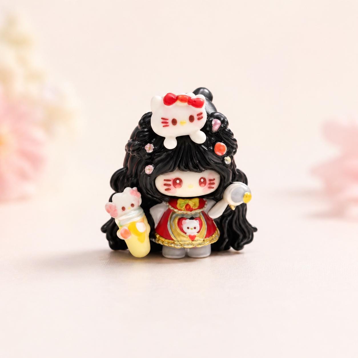 Resin Ice Cream Cat Charms, Kawaii Flatbacks for Decoden Phone Cases, DIY Crafts