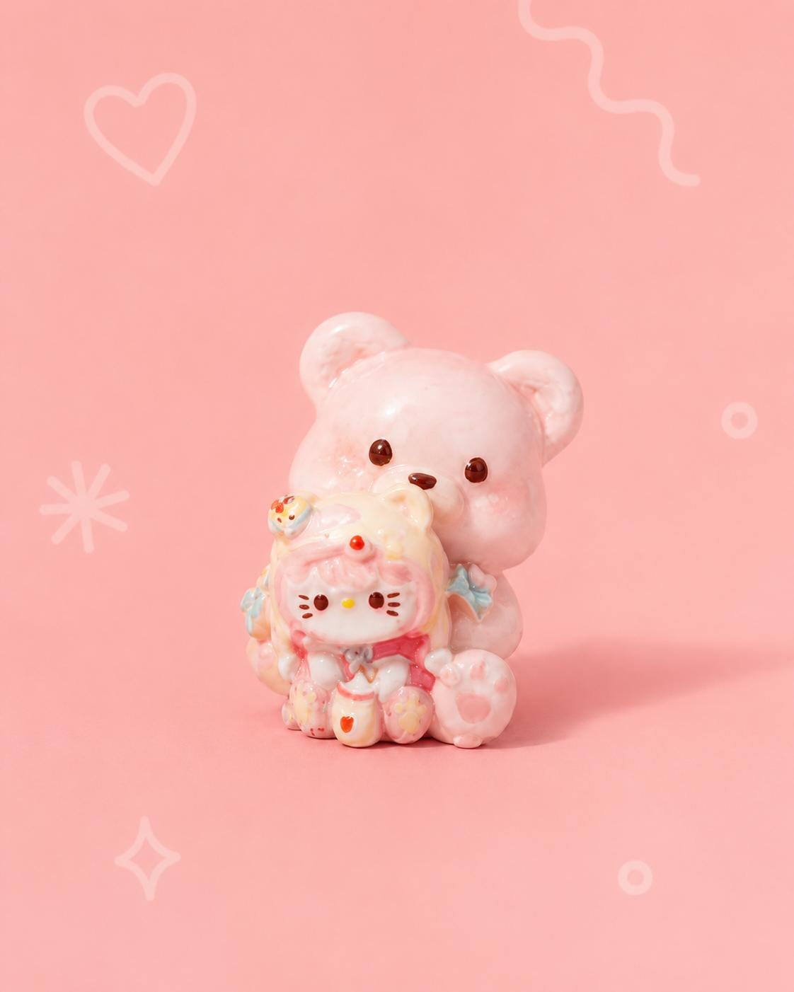32–35 mm Bärenkatzen-Stil, Harzperlen, Kawaii-Cartoon-Anhänger für Decoden-Handyhüllen, DIY-Stifte & Handyriemen