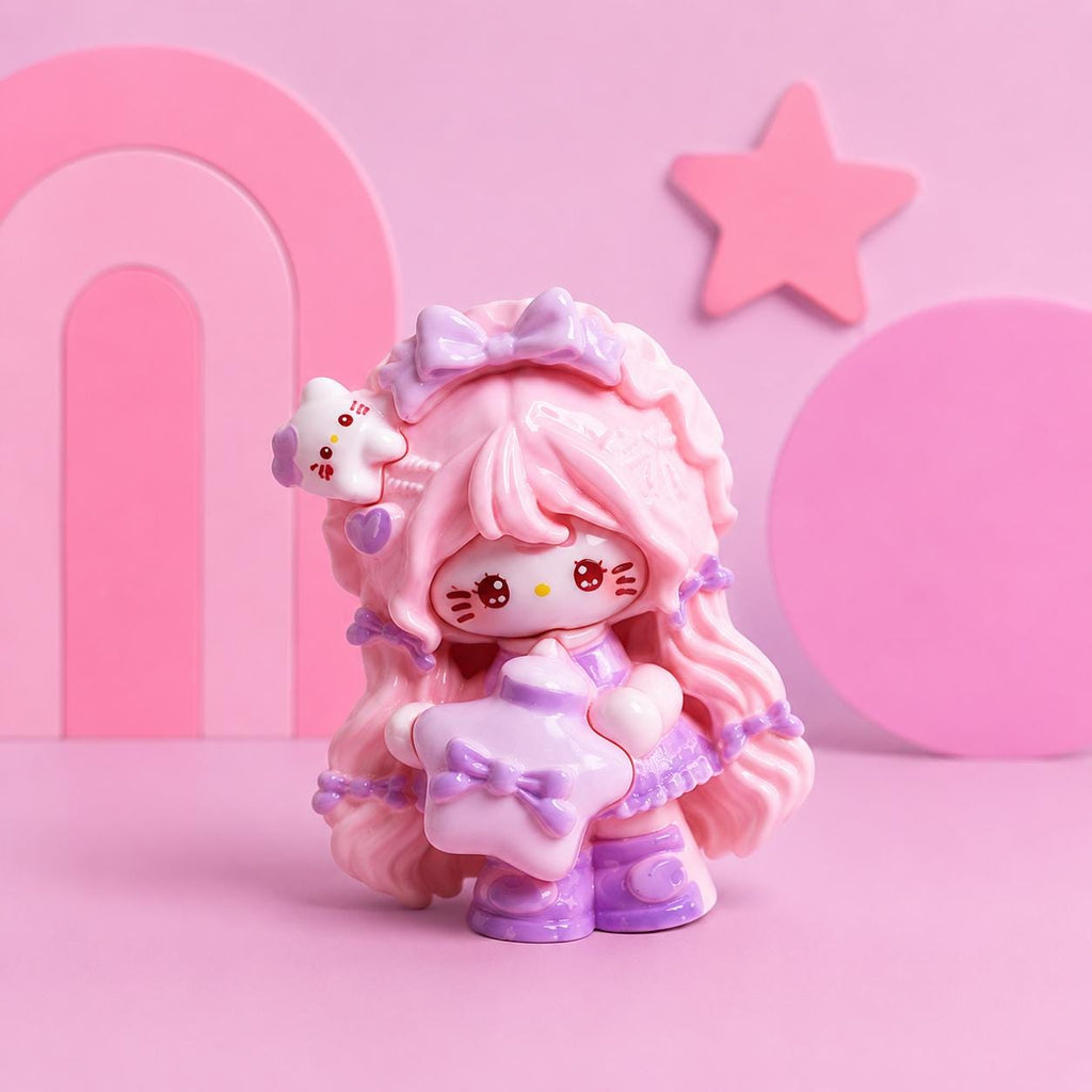 Kawaii Stern Geschenkkätzchen Flatback Harzanhänger, 32mm Decoden Anhänger für Handyhüllen, DIY Stifte, Handyriemen & Bastelzubehör