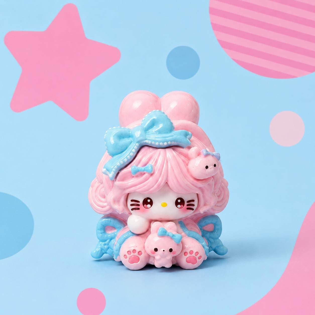 Resin Bunny Ribbon Cat Charms, Kawaii Flatbacks for Decoden Phone Cases, DIY Crafts