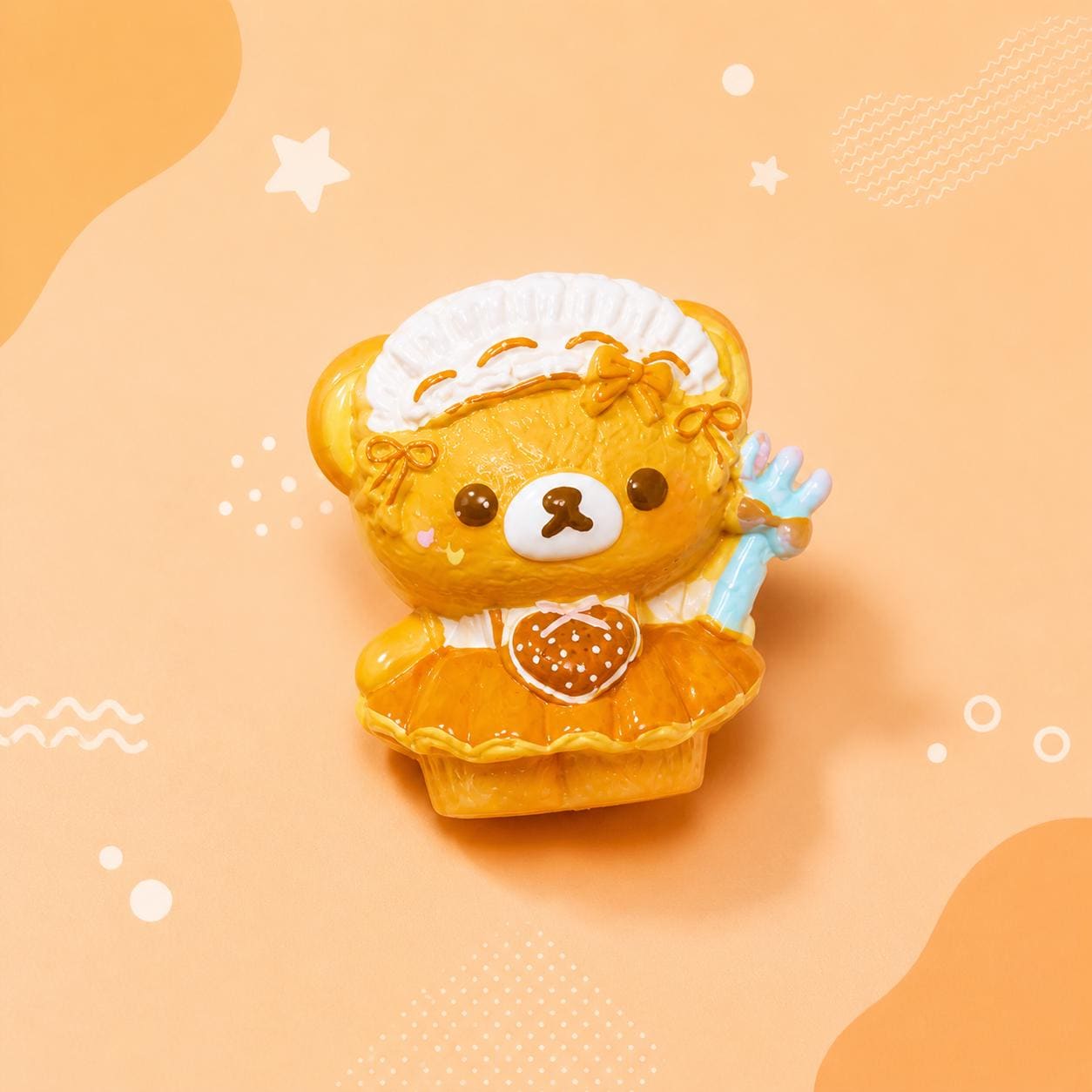 Bäckerbär Harzperlen, Kawaii Fokusperlen für Perlenstifte, Schlüsselanhänger & Handyriemen