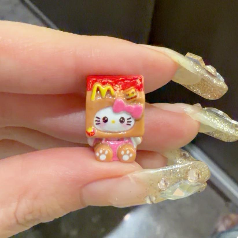 18mm-17mm Mini Pommes Frites Harz-Anhänger, Kawaii Katzen-Anhänger für Decoden Handyhüllen, Schlüsselanhänger, DIY Stifte & Handyriemen