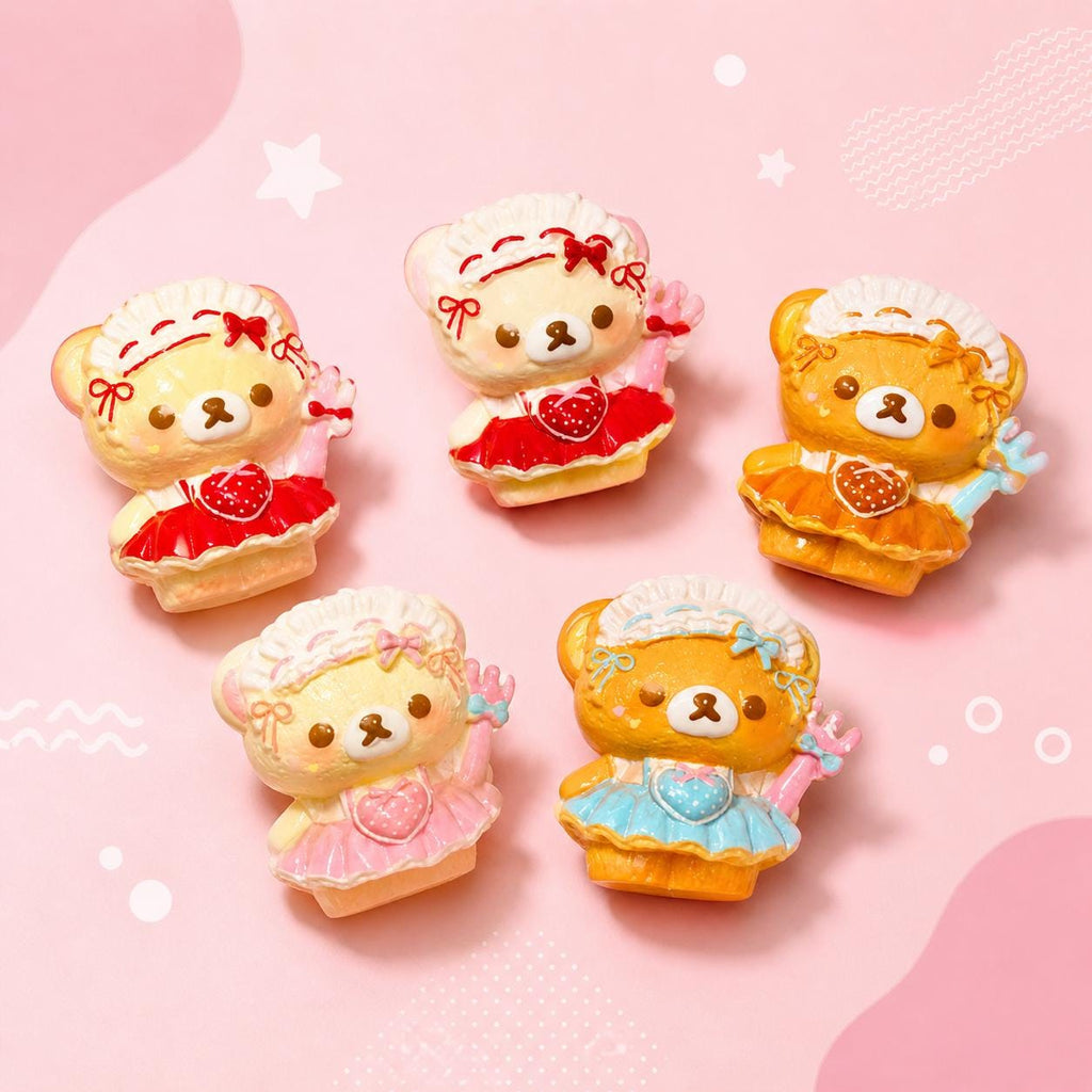 Bäckerbär Harzperlen, Kawaii Fokusperlen für Perlenstifte, Schlüsselanhänger & Handyriemen