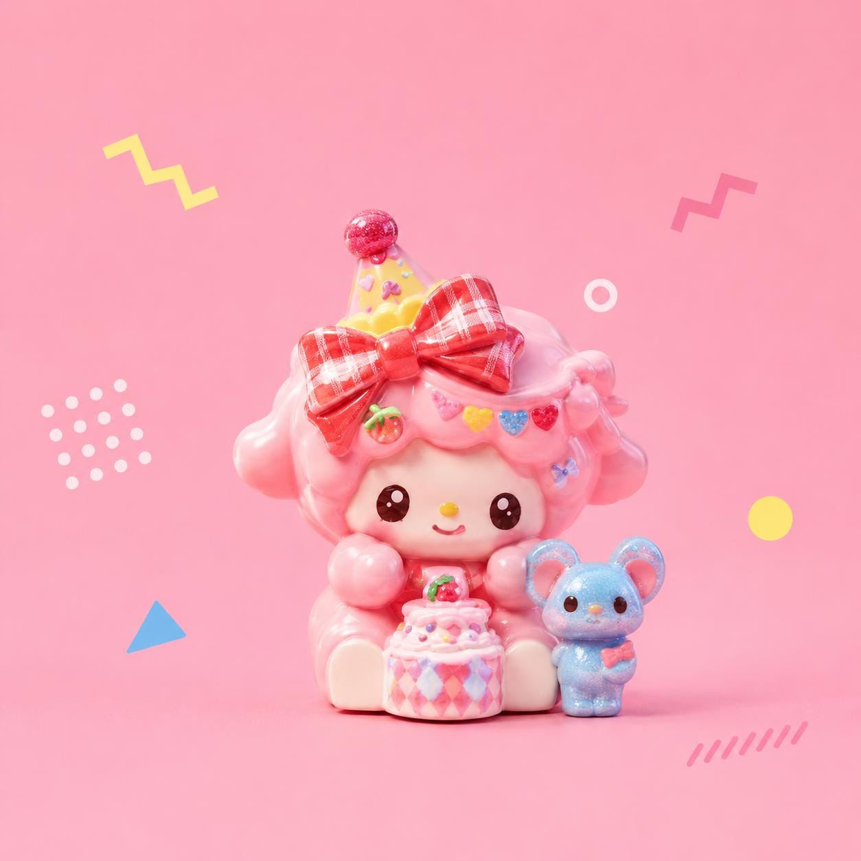 33-24mm Pastell Kawaii Geburtstag Lamm Party Stil und Cabochons, Charakter Harz Anhänger für Decoden, Handyhüllen & Schlüsselanhänger Bastelarbeiten