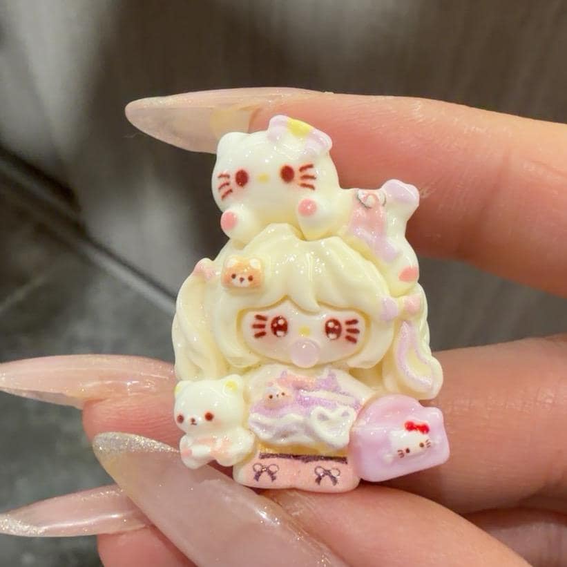 Pastell Kawaii Katze Cabochons aus Harz, Kawaii Flatbacks für Decoden Handyhüllen, DIY Basteln